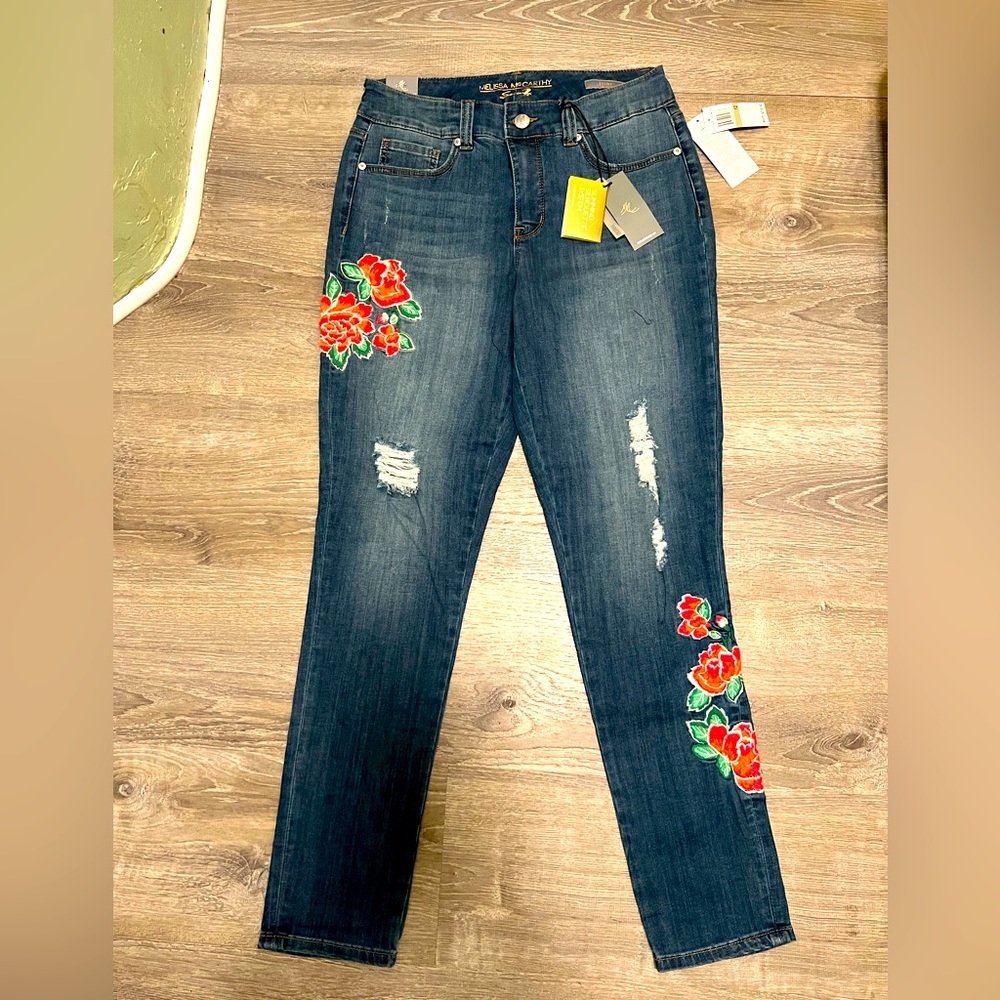 Seven7 Melissa McCarthy slimming silhouette embroidered Skinny jeans Size: 12